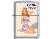 Zippo VINTAGE PIN UP 1930 SATIN CHROME Windproof Pocket Lighter 205CI007736