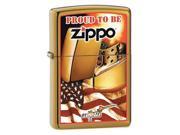 Zippo 204B Brush Brass CI000128 Mazzi Zippo Flag Windproof Pocket Lighter 204BCI000128
