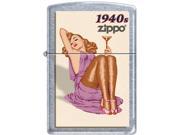 Zippo VINTAGE PIN UP 1940 SATIN CHROME Windproof Pocket Lighter 205CI007742