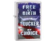 Zippo Free By Birth Brushed Chrome Windproof Pocket Lighter 29078