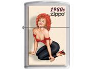 Zippo VINTAGE PIN UP 1980 SATIN CHROME Windproof Pocket Lighter 205CI008727