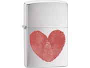 Zippo Fingerprint Heart Brushed Chrome Windproof Pocket Lighter 29068