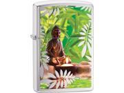 Zippo Buddha Garden Brushed Chrome Color Image Windproof Pocket Lighter 29058