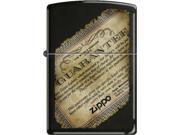 Zippo GUARANTEE Black Windproof Pocket Lighter 218CI011085