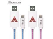 [MFi Certificated] iasg 2xPack Flat visible LED Lighted up charging Lightning to USB cable for Apple iPhone 5s 6 6s iPhoneSE iPad Air 2 mini 2 iPod touch 1m 3ft