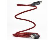 iasg Nylon Braided Tangle Free Micro USB Charger Cable with Reversible USB Connector for Android Samsung HTC Nokia Sony 3.3ft 1m red and black