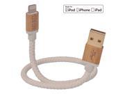 [MFi Certified] iPhone Charger CACOY 30cm 1ft Short Lightning to USB Leather braided Cable with Wooden Connector for Apple iPhone 6s 6 5s iPhone SE iPad Pro iP