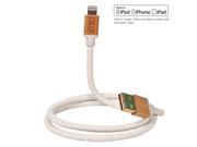 [MFi Certified] iPhone Charger Cord CACOY 60cm 2ft Short Lightning to USB Leather Braided Cable with Wooden Housing for Apple iPhone 6s 6 5s iPhone SE iPad Pro