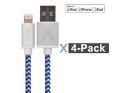 [Apple MFi certified] iasg 4xPack Braided Lightning cable with reversible USB for iPhone5s 6 6s iPad Pro Air mini Pro iPod touch 5th gen iPod nano 7th gen 3.3fe