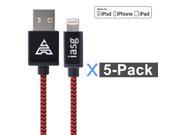 [Apple MFi certified] iasg 5xPack Braided Lightning cable with reversible USB for iPhone 5s 6 6s iPad Pro Air mini Pro iPod touch 5th gen iPod nano 7th gen 3.3f