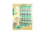 17 Piece Bath Boutique Deluxe Shower Curtain and Bath Rug Set Teal Themed