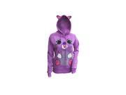 Purple Large Cotton Blend Animal Graphic Zip Up Hooded Sweatshirt with Ears