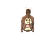 Brown Monkey Small Cotton Blend Animal Graphic Zip Up Hooded Sweatshirt with Ears