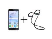HUAWEI Honor 8 FRD L04 Unlocked GSM Smartphone Black SHARKK Flex 2o Wireless Bluetooth WaterProof Headphones with Mic Value Bundle