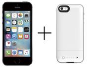 Apple iPhone 5s 16GB Unlocked GSM 4G LTE Dual Core Phone w 8MP Camera Space Gray Mophie Juice Pack Air for iPhone 2106 White