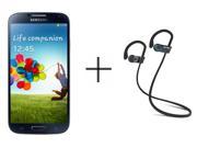 Samsung Galaxy S4 I337 Unlocked GSM Smartphone Black SHARKK Flex 2o Wireless Bluetooth WaterProof Headphones with Mic Value Bundle