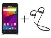 BLU Advance 4.0 L2 A030U Unlocked GSM Smartphone Black SHARKK Flex 2o Wireless Bluetooth WaterProof Headphones with Mic Value Bundle