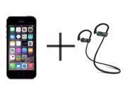 iPhone 5s Unlocked GSM Smartphone Space Gray SHARKK Flex 2o Wireless Bluetooth WaterProof Headphones with Mic Value Bundle