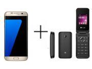 Samsung Galaxy S7 Edge G935F 32GB Unlocked GSM Gold SmartPhone BLU Dive Flex Black Flip Phone