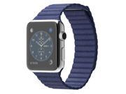 Apple Watch 42MM Stainless Steel Case with Blue Leather Band Large
