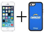 Apple iPhone 5s 16GB Unlocked GSM Silver OtterBox Defender NFL Case Chargers