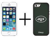 Apple iPhone 5s 16GB Unlocked GSM Silver OtterBox Defender NFL Case Jets