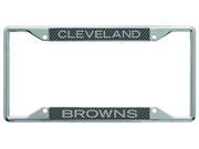 Cleveland Browns Metal License Plate Frame with Carbon Fiber Design