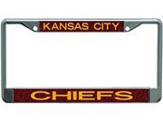 NFL Kansas City Chiefs Metal License Plate Frame with Glitter Design