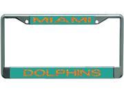 NFL Miami Dolphins Metal License Plate Frame with Glitter Design