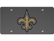 New Orleans Saints Inlaid Acrylic License Plate with Carbon Fiber Design