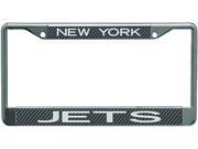 New York Jets Metal License Plate Frame with Carbon Fiber Design