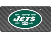 New York Jets Inlaid Mirror Acrylic License Plate with Carbon Fiber Design