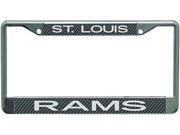 St. Louis Rams Metal License Plate Frame with Carbon Fiber Design