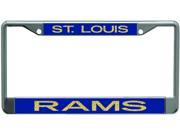St Louis Rams Metal License Plate Frame with Glitter Design