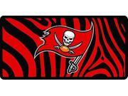 NFL Tampa Bay Buccaneers Inlaid Acrylic License Plate with a Zebra Background