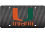 Miami Hurricanes Inlaid Acrylic License Plate with Carbon Fiber Design