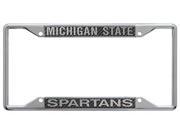 Michigan State Spartans Metal License Plate Frame with Carbon Fiber Design