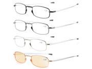 Eyekepper 4 Pack Telescopic Arms Folding Reading Glasses With Flip Top Case Included Computer Glasses 2.75