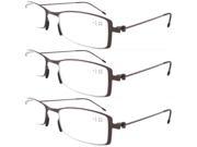 Eyekepper 3 Pack Unique Lightweight Stainless Steel Frame Cheap Reading Glasses For Men and Women Brown 2.75