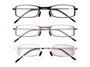 Eyekepper 3 Pcs Mix Unique Lightweight Stainless Steel Frame Cheap Reading Glasses For Men and Women 2.25