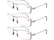 Eyekepper 3 Pack Unique Lightweight Stainless Steel Frame Cheap Reading Glasses For Men and Women Silver 1.25