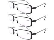 Eyekepper 3 Pack Unique Lightweight Stainless Steel Frame Cheap Reading Glasses For Men and Women Black 1.25