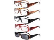 Eyekepper 5 Pack Spring Hinges Rectangular Reading Glasses Sun Readers 3.5