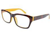 Eyekepper Spring Hinges Classic Large Square Frame Reading Glasses DEMI Yellow 3.0