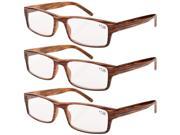 Eyekepper Spring Hinge Striped Reading Glasses 3 Pairs Brown Stripe 1.50