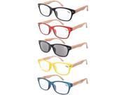 Eyekepper 5-pack Spring Hinge Wood-grain Printed Arms Reading Glasses Include Sun Readers +1.25 Eyekepper 5-pack Spring Hinge Wood-grain Printed Arms Reading Glasses Include Sun Readers +1.25