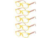 Eyekepper 5-pack Spring Hinge Wood-grain Printed Arms Reading Glasses Yellow +2.75 Eyekepper 5-pack Spring Hinge Wood-grain Printed Arms Reading Glasses Yellow +2.75
