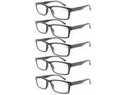 Eyekepper Spring Hinge 5 pack Retro Style Reading Glasses Black 2.25