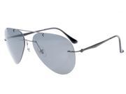 Eyekepper Titanium Style Rimless Polarized Sunglasses Grey Lens