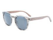 Eyekepper Quality Spring Hinges Wood Arms Oval Round Polarized Sunglasses Stripe Grey Lens
